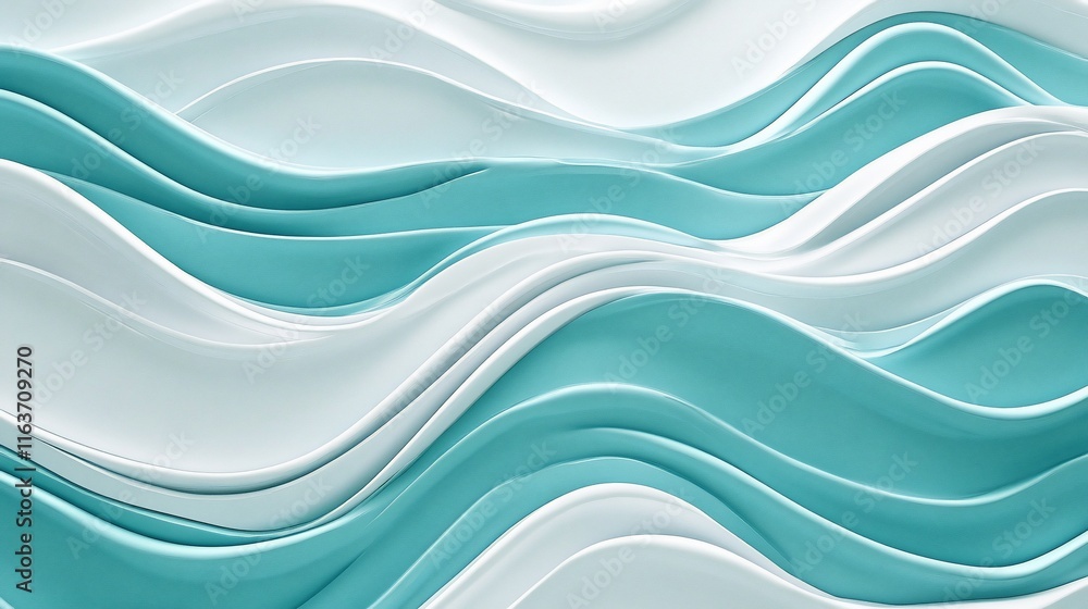 Abstract wavy background with turquoise and white layers. Abstract wavy background with turquoise and white layers.
