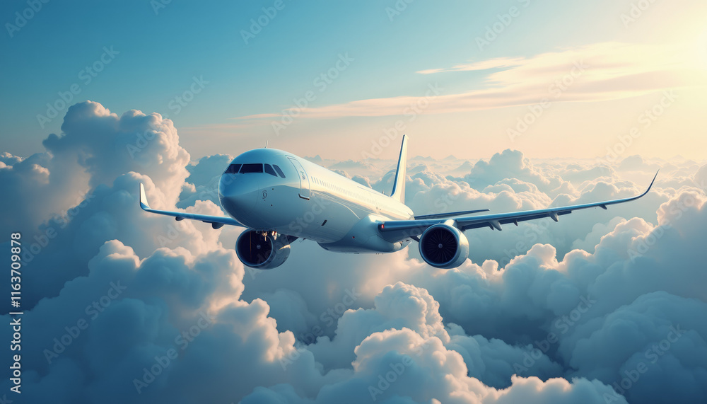 Majestic Airplane Soaring Above the Clouds Majestic Airplane Soaring Above the Clouds