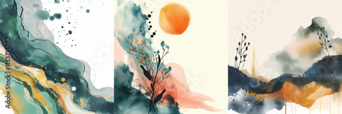 abstract watercolor background with watercolor painting. background with flowers
