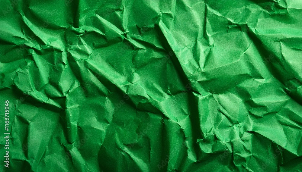 A sheet of green wrinkled paper texture as background A sheet of green wrinkled paper texture as background