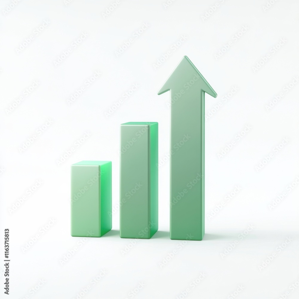 A minimalist representation of growth with green bars and an upward arrow symbolizing financial success. A minimalist representation of growth with green bars and an upward arrow symbolizing financial success.