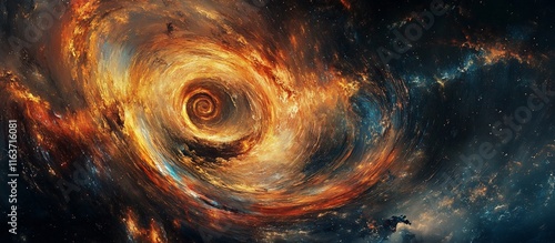 Cosmic swirl of nebulae in space.