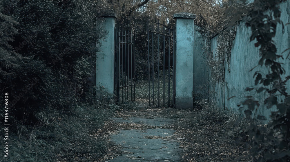 Obraz premium Abandoned Pathway Through An Old Gate