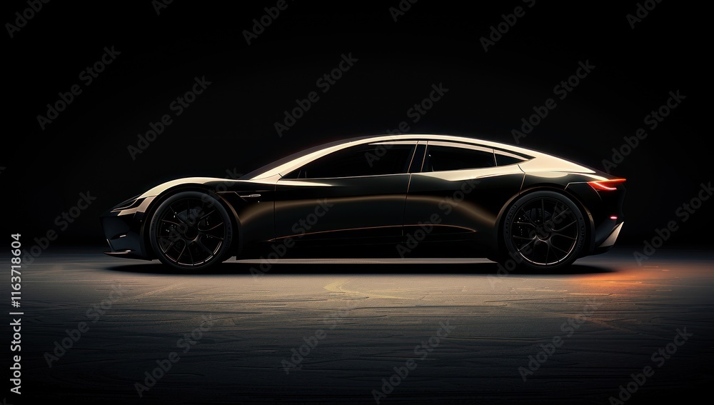 Sleek Black Sedan in a Dark Setting Sleek Black Sedan in a Dark Setting