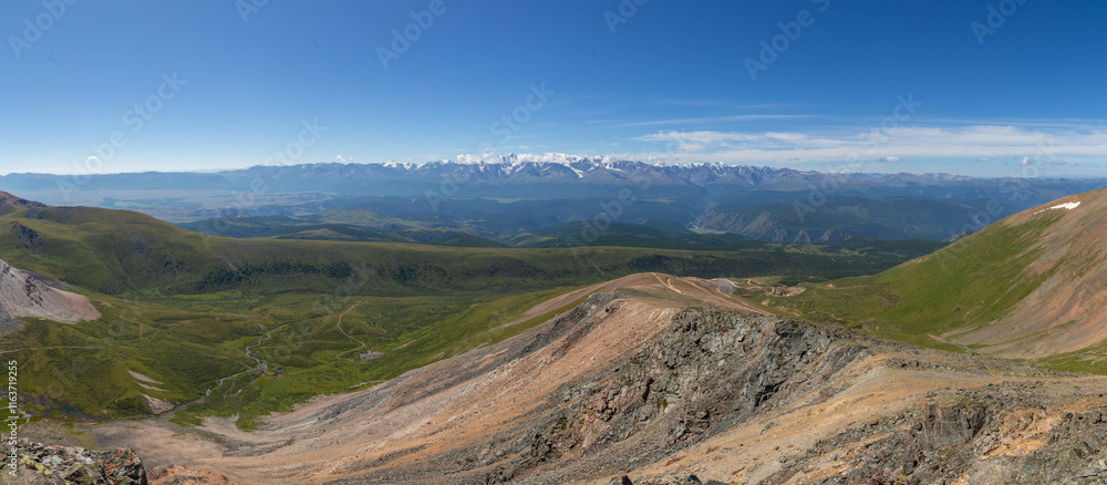 Fototapeta premium Beautiful view from the Aktash repeater (Aktashsky transponder). Altai republic, Russia