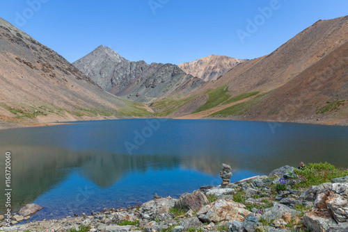 Lake of mountain spirits (Mountain Spirit lake).  Near Aktash village, Altai republic, Russia. photo