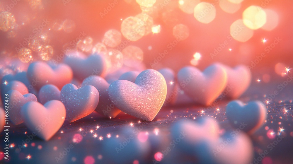 Sparkling Pink Hearts Romantic Valentine's Day Background Sparkling Pink Hearts Romantic Valentine's Day Background