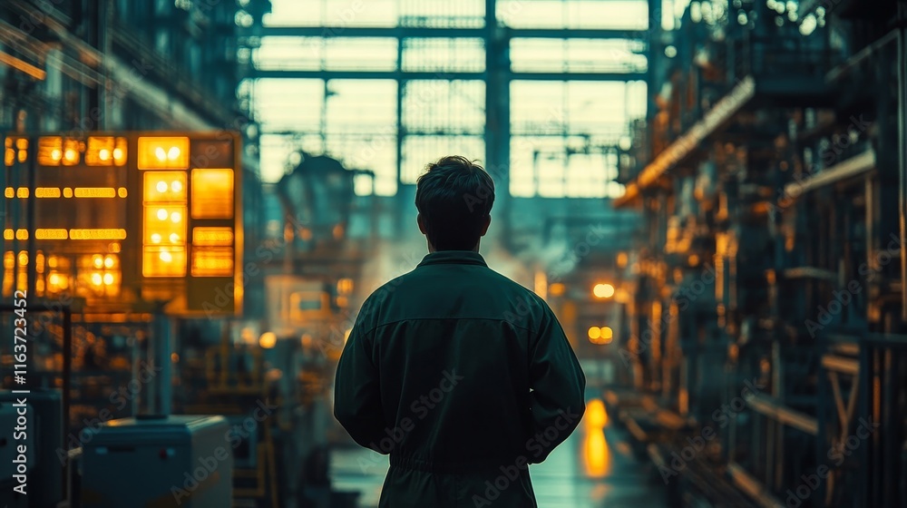 Man Working In Power Plant Electricity, Generative AI