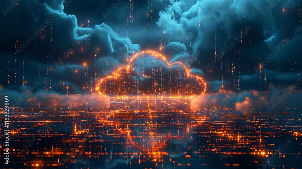 Glowing digital cloud with futuristic data
Glowing digital cloud with futuristic data