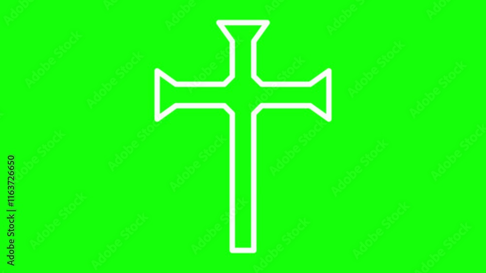 Christian cross icon animation on green background