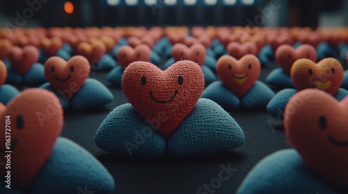 Smiling Heart Textile Crowd AI Art photo