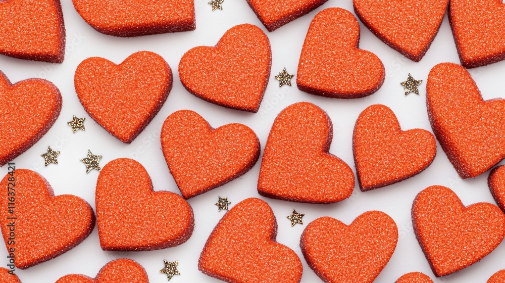Fototapeta premium Sparkling Red Glitter Hearts Valentine's Day Background