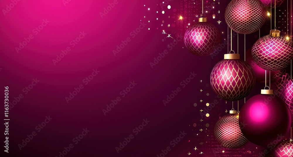 Obraz premium Elegant Pink and Gold Christmas Ornament Background