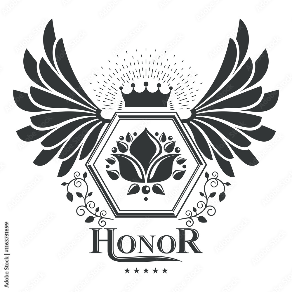Shield with Wreath, Scroll, and Crown - Ornamental Gradient Design for Heraldic and Decorative Use Shield with Wreath, Scroll, and Crown - Ornamental Gradient Design for Heraldic and Decorative Use