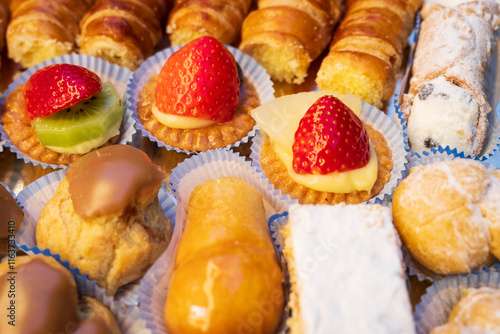 Wallpaper Mural Traditional Italian pastries mix in a tray Torontodigital.ca