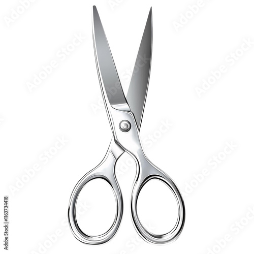 chrome scissors on white background
