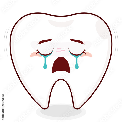tooth crying face cartoon cute
