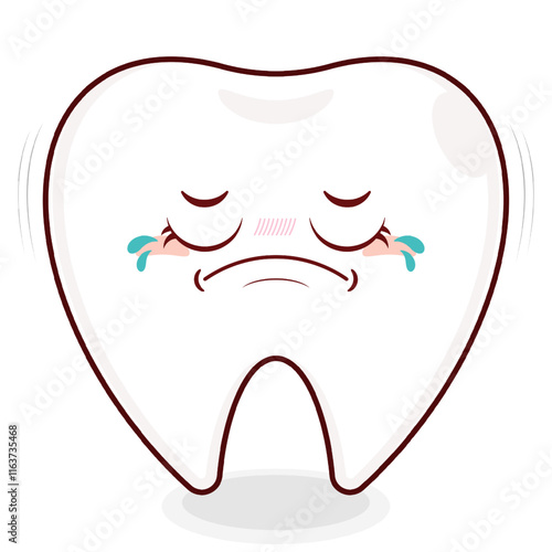 tooth crying face cartoon cute