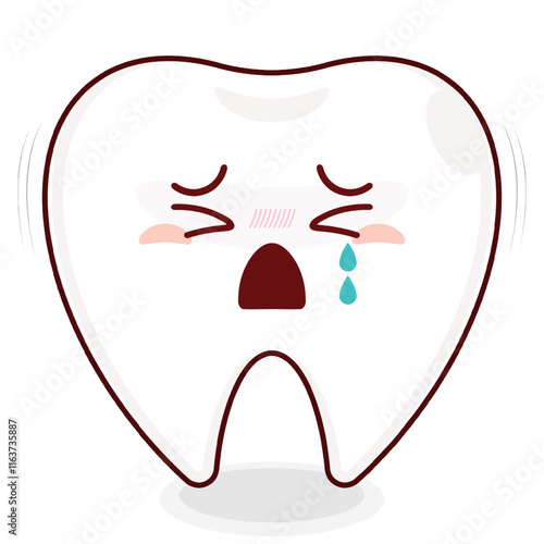 tooth crying face cartoon cute