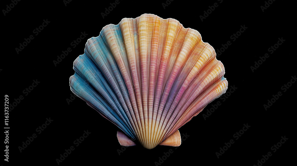 Fototapeta premium colorful seashell on black background