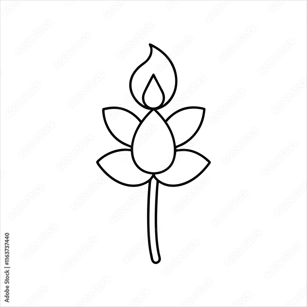 Flower with Glowing Candle Vector Illustration Flower with Glowing Candle Vector Illustration