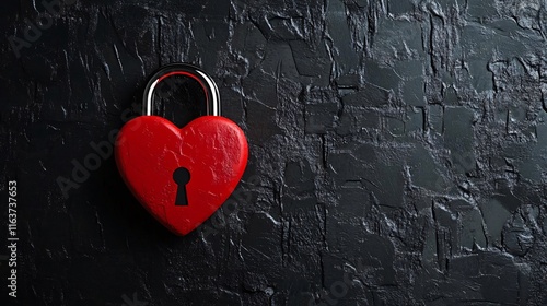 elegant red heart lock design on a textured background, highlighting the simplicity and romance of valentine's day