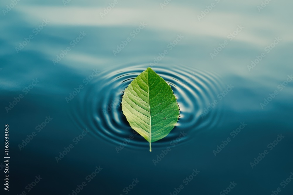 A Leaf Floating on a Calm Body of Water A Leaf Floating on a Calm Body of Water