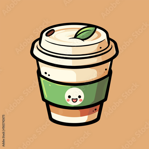 cartoon coffee cup with a big smile