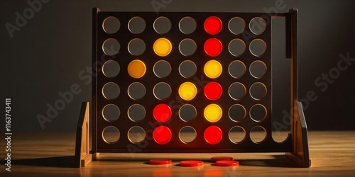 Obraz na płótnie Connect four game in progress with players strategizing their next moves in a cozy indoor setting w salonie