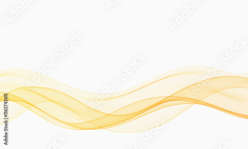 Abstract object, shiny gold wave element on white background.