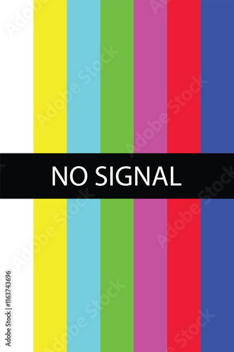 No Signal Wallpaper, A vibrant error message on a retro TV screen, featuring a colorful test pattern. Flat-style vector illustration.