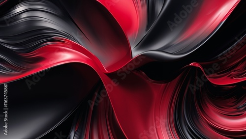 A Mesmerizing Black and Red Modern Abstract Composition, Featuring Bold, Dynamic Shapes and Fluid Lines, Creating a Striking Visual Contrast That Evokes Passion and Energy
