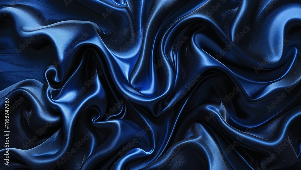 Obraz premium A Mesmerizing Black-Blue Abstract Background, Featuring Fluid Swirls and Depth, Creating a Captivating and Mysterious Atmosphere with Subtle Hints of Light and Shadow