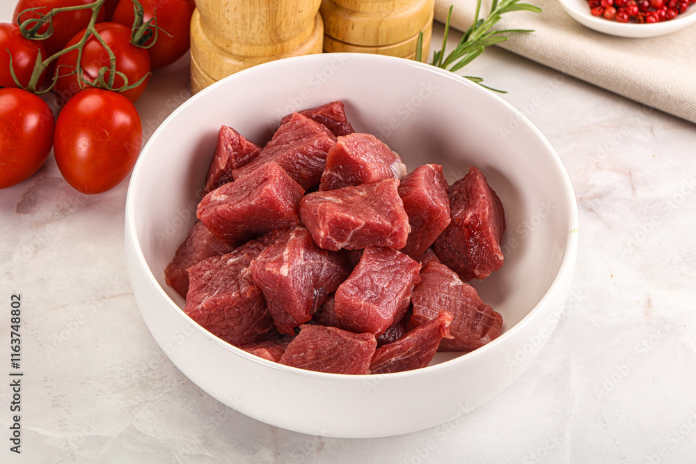 Raw beef cubes for cooking Raw beef cubes for cooking