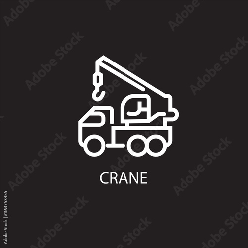 Construction equipment crane icon sign vector
