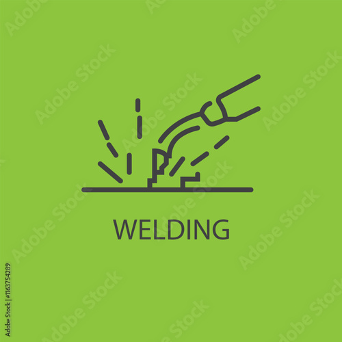 Welding, fabrication, weld, industry, manufacturing, construction expanded outline style icon for web mobile app presentation printing