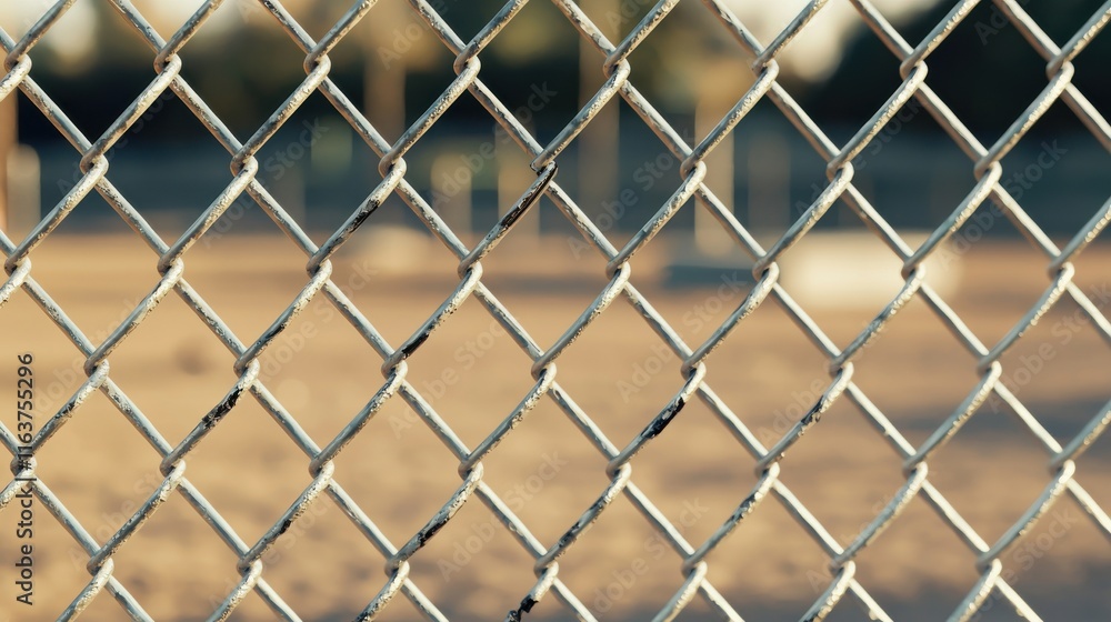 Close Up View of Interwoven Chain Link Fence Highlighting Texture and Structure Against a Blurred Background of Nature Close Up View of Interwoven Chain Link Fence Highlighting Texture and Structure Against a Blurred Background of Nature