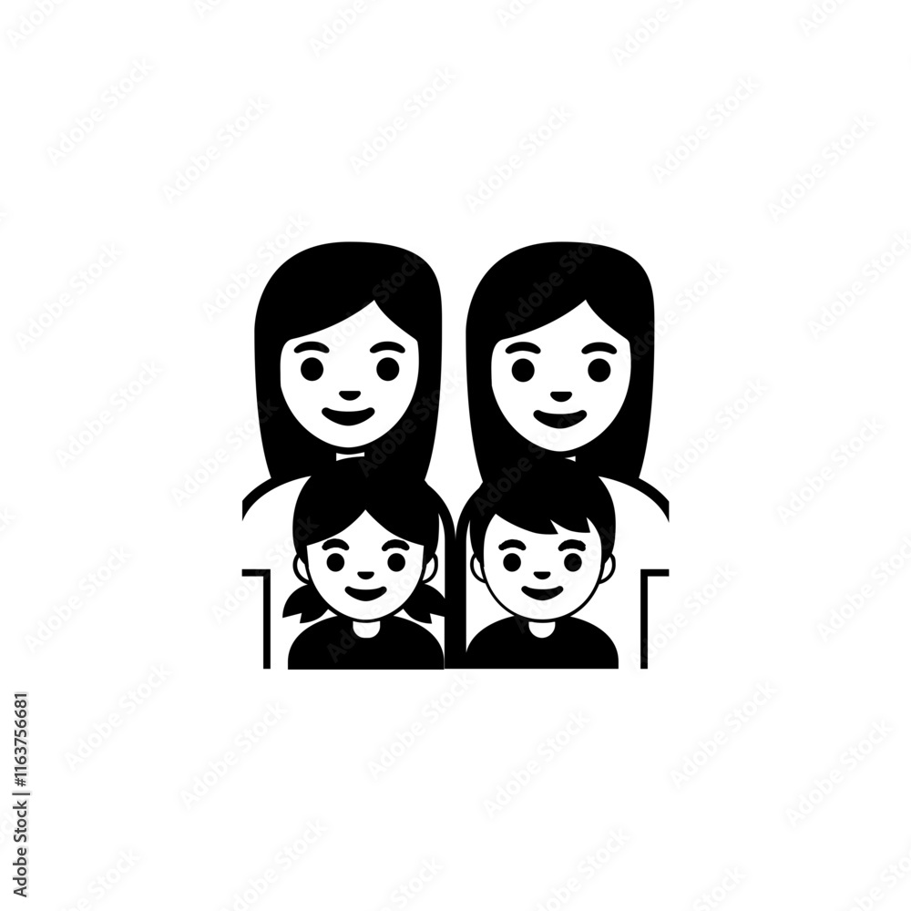 Family with Two Mothers and Two Children Icon
Family with Two Mothers and Two Children Icon