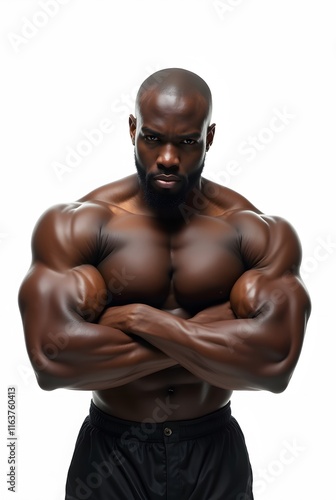 thletic gym dark-skinned masculine man fitness flexing muscles bodybuilding weightlifting