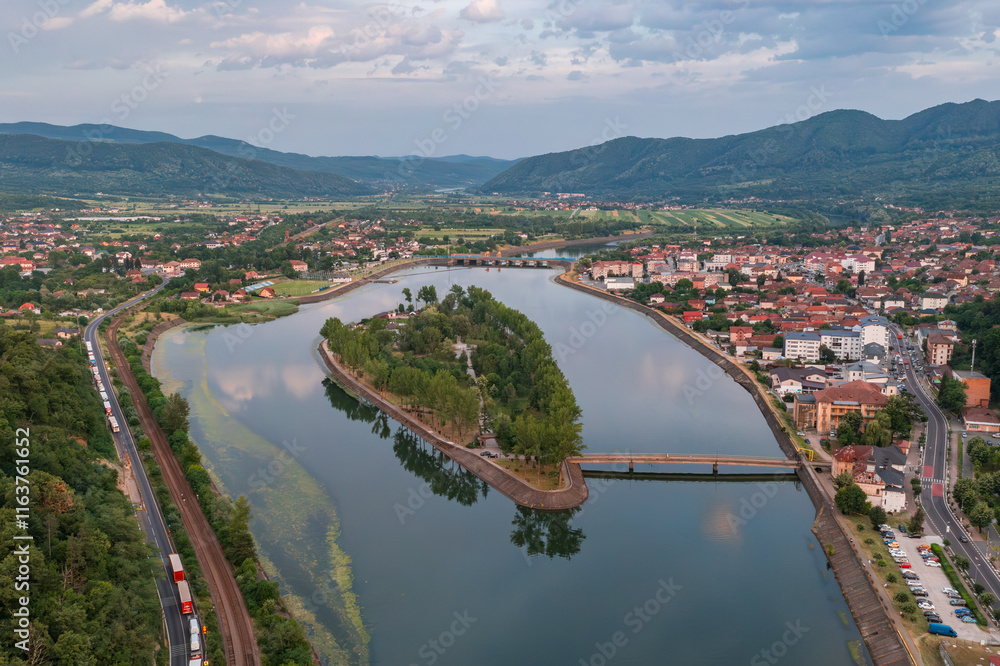 Aerial view on Calimanesti Caciulata region in Romania