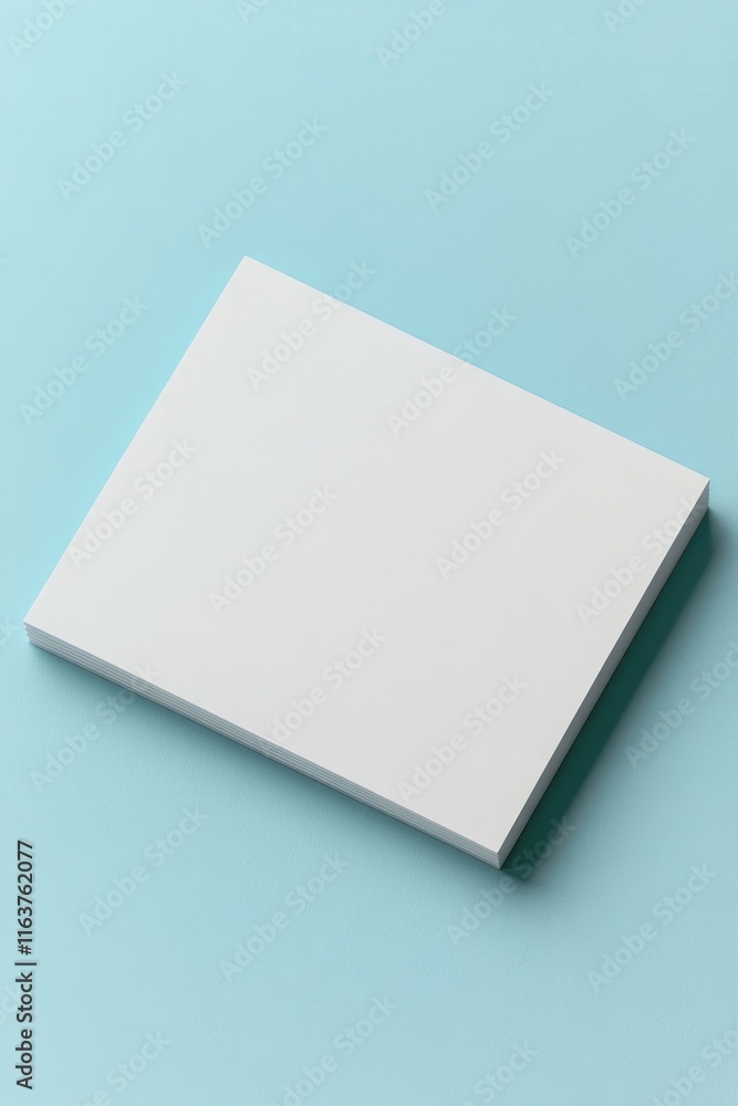 Blank canvas resting on soft blue background invites creativity Blank canvas resting on soft blue background invites creativity