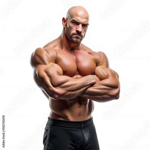 Athletic gym caucasian masculine man fitness flexing muscles bodybuilding weightlifting