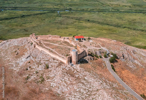 Obraz na płótnie Aerial view with Enisala Fortress landscape in Dobrogea Romania w salonie