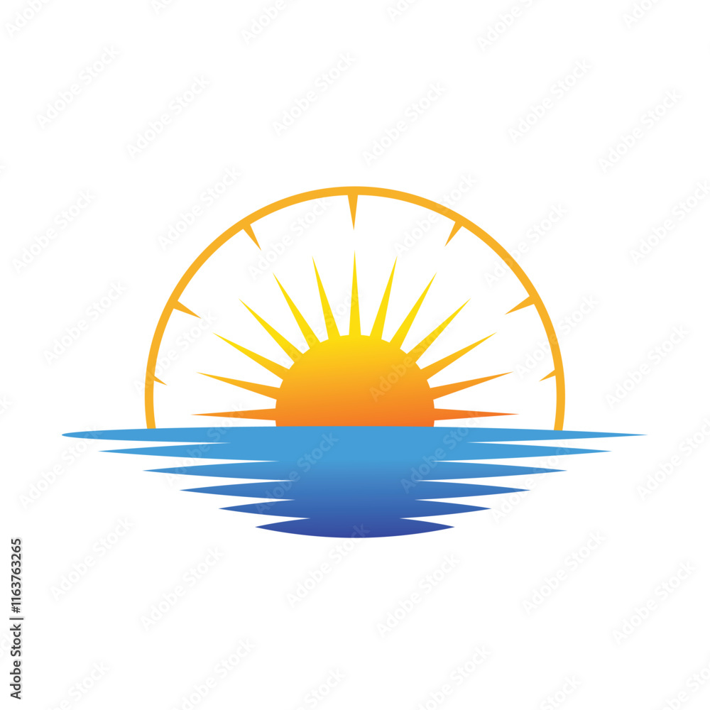 A sleek Rising Sun with Sea logo featuring a glowing sun over serene waves. Perfect for brands evoking freshness, energy, and tranquility. Modern, minimalist, and versatile design. A sleek Rising Sun with Sea logo featuring a glowing sun over serene waves. Perfect for brands evoking freshness, energy, and tranquility. Modern, minimalist, and versatile design.