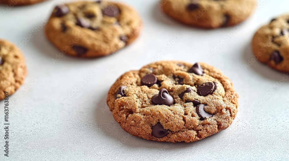 Minimal cookies concept. Delicious homemade chocolate chip cookies on a baking sheet. Minimal cookies concept. Delicious homemade chocolate chip cookies on a baking sheet.