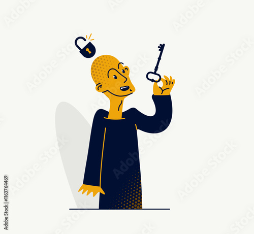 The person who has freed from mind control, vector concept of a matrix type manipulation and control.