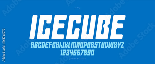 Ice cube minimal rounded vector font for logos and posters, modern simple display typeface for headlines and advertising, melting ice style typography, italic version.