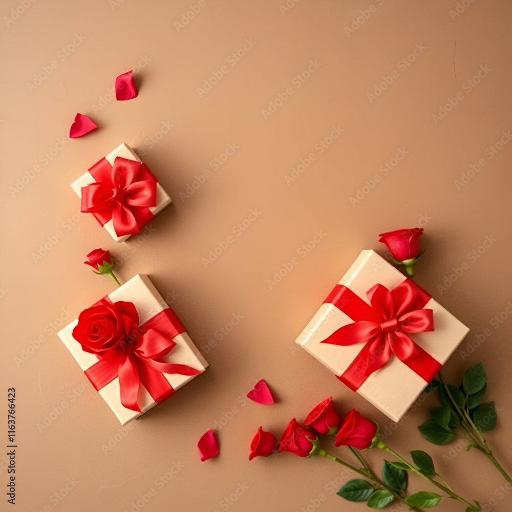 gift box with red ribbon and rose gift box with red ribbon and rose