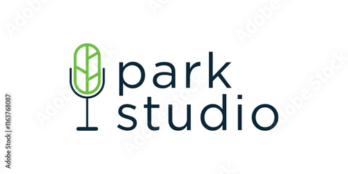 Logo combination mic and leaf. Simple logo, icon, illustration, symbol, vector.