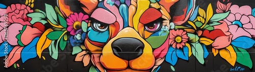 Birds-eye view of vibrant street art murals